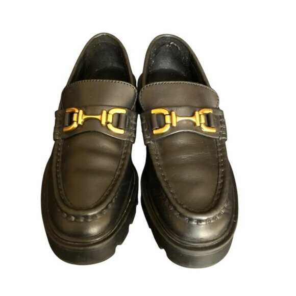 Zara Chunky Lug Sole Loafers Black Gold Bit EU 37 (US 6.5–7) - Picture 4 of 12